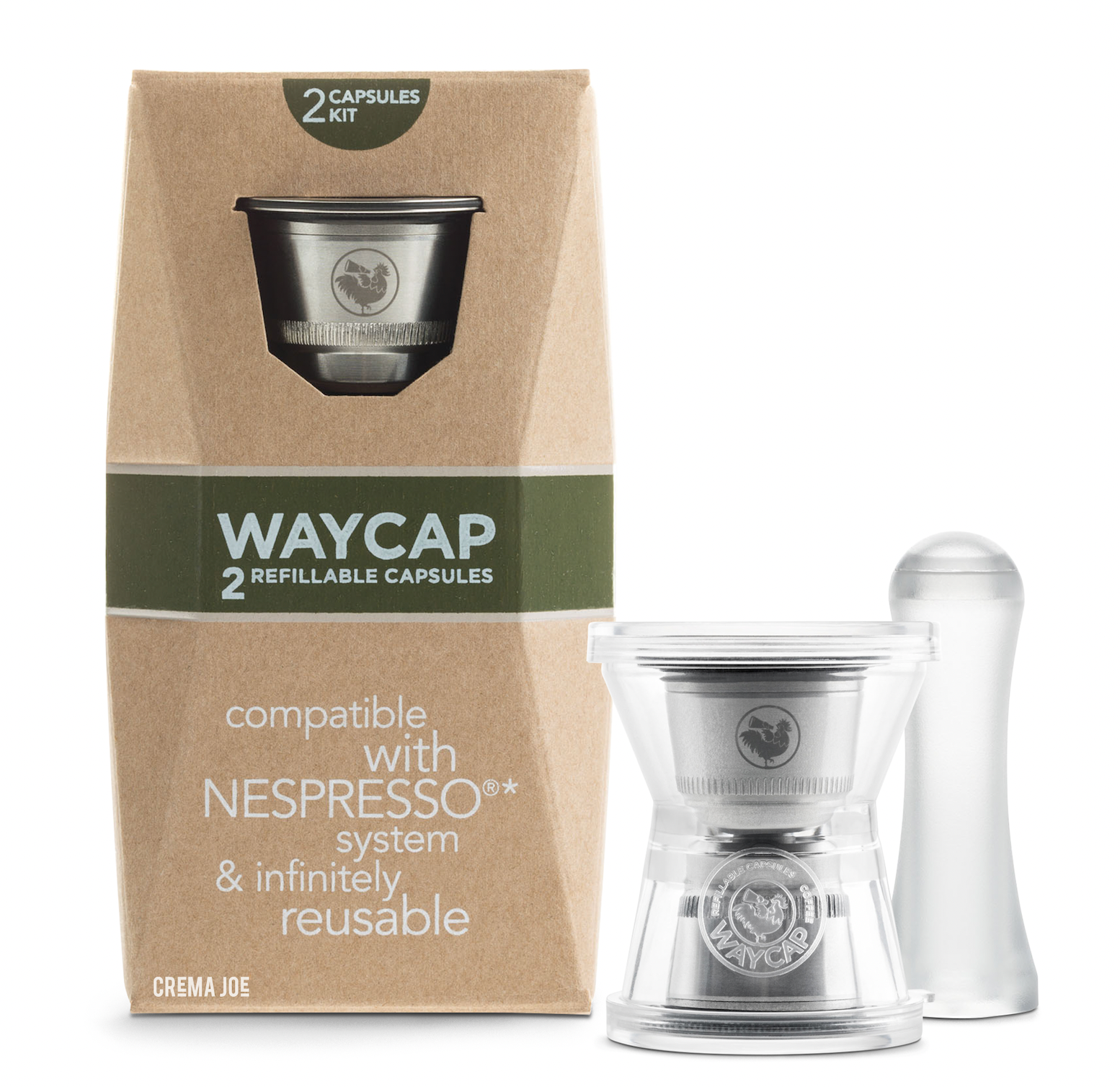 Reusable / refillable WayCap coffee capsules compatible with Nespresso machine